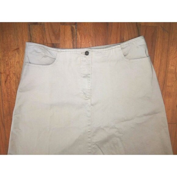 womens Pencil skirt STRETCH Sz 14 Beige career work church pockets zip A.M.I. - Picture 3 of 7